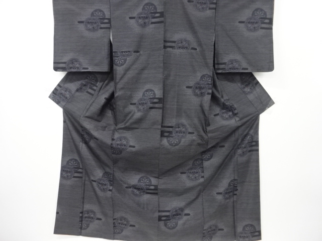 JAPANESE KIMONO / KIMONO ENSEMBLE / SILK / DORO OSHIMA TSUMUGI / WOVEN CARRIAGE